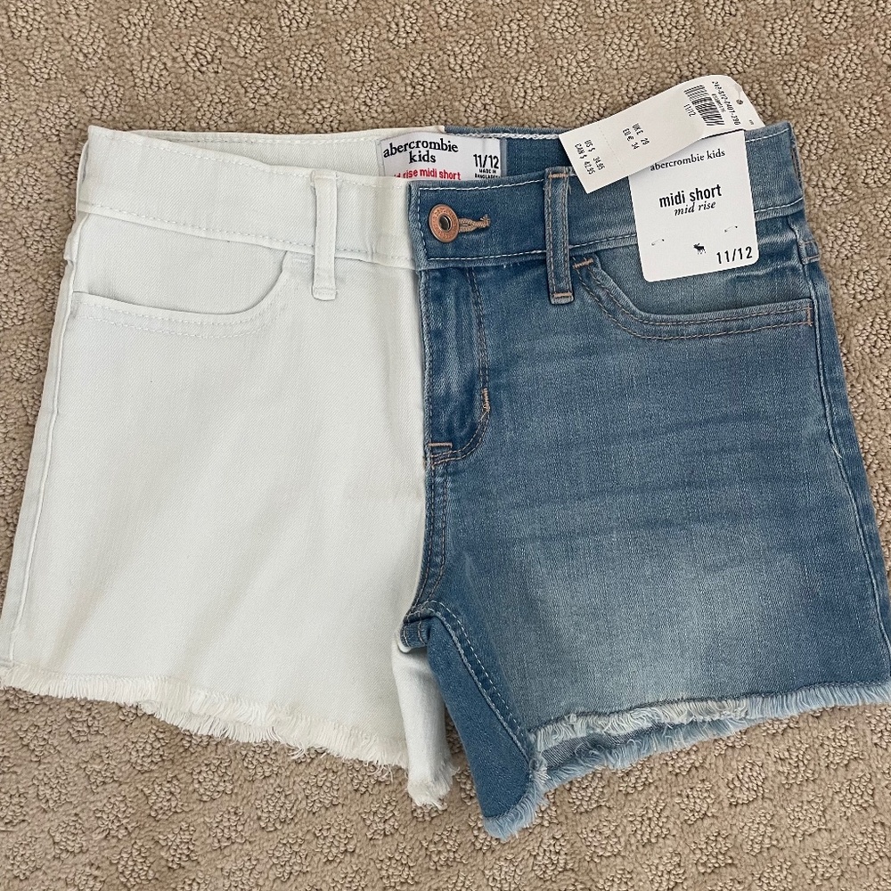 Abercrombie kids dual color jean shorts